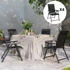 Outsunny Set of Four Folding Outdoor Chairs - Black - 7