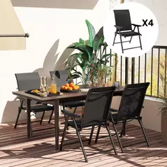 Outsunny Set of Four Folding Outdoor Chairs - Black - 8