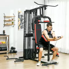 SPORTNOW Multi Gym Workout Station, Weight Machine with 65kg Weight Stack, Sit Up Bench, Push Up Stand, Dip Station - 2