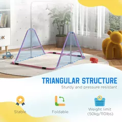 HOMCOM Kids Gymnastic Bar, with Adjustable Height, Foldable Horizontal Bars - Pink - 7