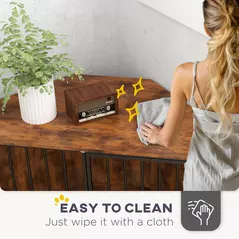 PawHut Corner Dog Crate Furniture with Two Bowls, Lockable Doors, for Small, Medium Dogs, Rustic Brown - 7