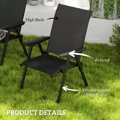 Outsunny Set of Four Folding Outdoor Chairs - Black - 6
