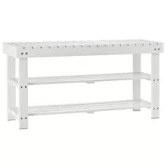 HOMCOM Shoe Bench, 3-Tier Wooden Shoe Rack with Hidden Storage Compartment, Slatted Shelves, Home Storage Unit, Hallway Furniture, White, 90L x 29W x45H cm - 8