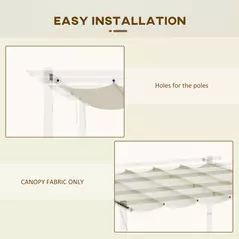 Outsunny Retractable Pergola Cover, 3.5 x 2.6 m Replacement Canopy Fabric for 4 x 3 m Frame, Roof Top Only, Cream White - 6