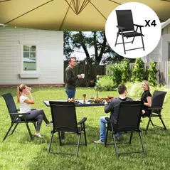 Outsunny Set of Four Folding Outdoor Chairs - Black - 2