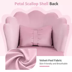HOMCOM Velvet-Feel Petal Back Office Chair - Pink - 4