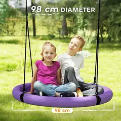 AIYAPLAY 100cm Diameter Nest Seat for Kids with Height Adjustable Hanging Ropes for Outdoor, Playground, Garden, Purple - 5