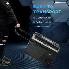 Outsunny 40L Car Refrigerator, Portable Compressor Cooler Box, Fridge Freezer w/ Inner LED Light, Foldable Handles, Cup Holders, 12/24V DC and 110-240V AC for Campervan RV Boat Travel Down to -20℃ - 7