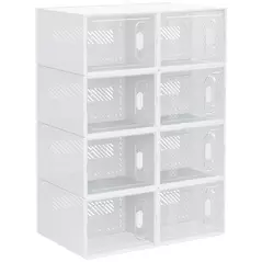 HOMCOM 8PCS Clear Shoe Box, Plastic Stackable Shoe Storage Box for UK/EU Size up to 8.5/43 with Magnetic Door for Women/Men, 25 x 35 x 19cm - 1