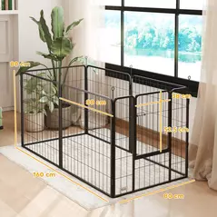 PawHut 6 Panels Dog Playpen, Portable Detachable Puppy Pen with Door, for Medium Dogs, 80cm High, Grey - 3
