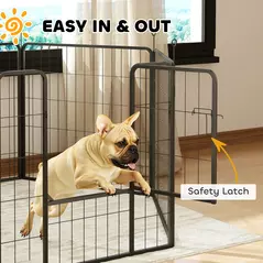 PawHut 6 Panels Dog Playpen, Portable Detachable Puppy Pen with Door, for Medium Dogs, 80cm High, Grey - 5