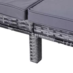 Outsunny 2 Seater Rattan Lounger Adjustable Double Chaise Chair Loveseat w/ Cushion - Grey - 8