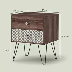 HOMCOM Nightstand, 2-Drawer Bedside Table, Bedside Cabinet, Sofa End Side Table for Living Room, Bedroom, Rustic Brown - 3
