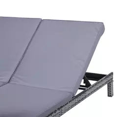 Outsunny 2 Seater Rattan Lounger Adjustable Double Chaise Chair Loveseat w/ Cushion - Grey - 9