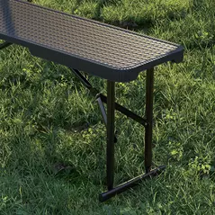 Outsunny Folding Picnic Table and Bench Set, Rattan Effect Portable Camping Table and Chairs with Carrying Handles for Indoor Outdoor, Dining, Camping, Picnic, BBQ, Party, Black - 9