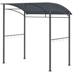 Outsunny 2.2 x 1.5 m BBQ Grill Gazebo Tent, Garden Grill with Metal Frame, Curved Canopy and 10 Hooks, Outdoor Sun Shade, Grey - 1