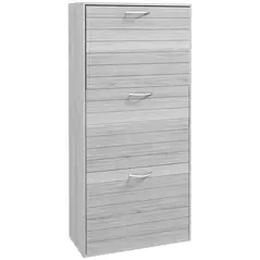 HOMCOM 12-Shoe Flip Drawer Storage Cabinet - Grey Wood-Effect - 1