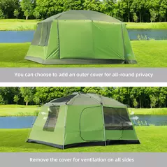 Outsunny Tunnel Tent Camping Shelter w/ Porch, Two Rooms, Lamp Hook, Portable Carry Bag - 7