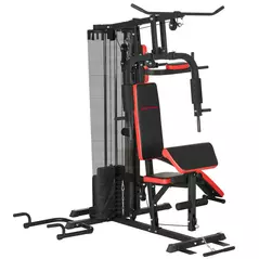 SPORTNOW Multi Gym Workout Station, Weight Machine with 65kg Weight Stack, Sit Up Bench, Push Up Stand, Dip Station - 1