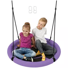 AIYAPLAY 100cm Diameter Nest Seat for Kids with Height Adjustable Hanging Ropes for Outdoor, Playground, Garden, Purple - 1