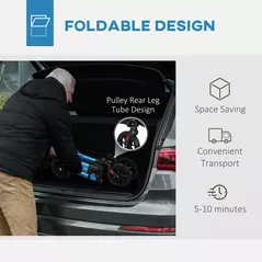 HOMCOM Folding Rollator Walker with Seat, Backrest, Lightweight Walking Frame with Storage Bag, Dual Brakes, Adjustable Handle Height, Suspension System, 4 Wheeled Walker for Seniors, Blue - 7