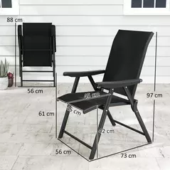 Outsunny Set of Four Folding Outdoor Chairs - Black - 3