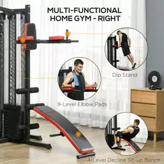 SPORTNOW Multi Gym Workout Station, Weight Machine with 65kg Weight Stack, Sit Up Bench, Push Up Stand, Dip Station - 5