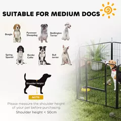 PawHut 6 Panels Dog Playpen, Portable Detachable Puppy Pen with Door, for Medium Dogs, 80cm High, Grey - 7