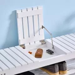 HOMCOM Shoe Bench, 3-Tier Wooden Shoe Rack with Hidden Storage Compartment, Slatted Shelves, Home Storage Unit, Hallway Furniture, White, 90L x 29W x45H cm - 7