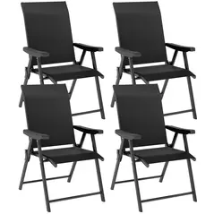 Outsunny Set of Four Folding Outdoor Chairs - Black - 1