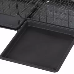 PawHut 3 Level DIY Pet Playpen Metal Small Animal Cage Rabbit Ferret Chinchillas Cage 4 Doors Bottom Trays Black - 9