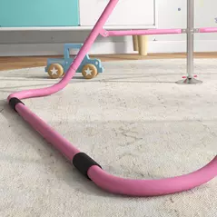 HOMCOM Kids Gymnastic Bar, with Adjustable Height, Foldable Horizontal Bars - Pink - 8