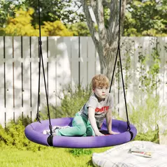 AIYAPLAY 100cm Diameter Nest Seat for Kids with Height Adjustable Hanging Ropes for Outdoor, Playground, Garden, Purple - 2