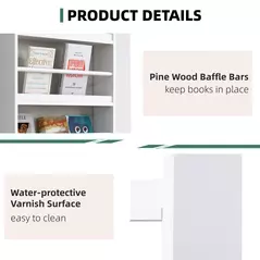 HOMCOM Bookcase, 4 Tier Wall Mounted Bookshelf, 15cm Depth Storage Shelving Rack for Bedroom Nursery Office Home, Accessories Supplies, White - 6