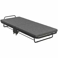 HOMCOM Single Temporary Folding Bed - Grey - 1