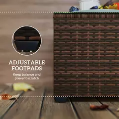 Outsunny 62 x 62cm Glass-Top Rattan Side Table - Brown - 7