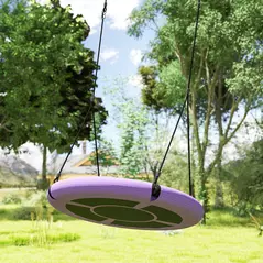 AIYAPLAY 100cm Diameter Nest Seat for Kids with Height Adjustable Hanging Ropes for Outdoor, Playground, Garden, Purple - 8