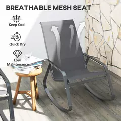 Outsunny Rocking Garden Chair - Grey - 6