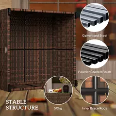 Outsunny 62 x 62cm Glass-Top Rattan Side Table - Brown - 6