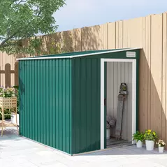 Outsunny 7 x 5ft Galvanised Metal Shed, with Sliding Door - Green - 2