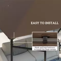 Outsunny 3 x 3(m) Gazebo Canopy Replacement Cover, Garden Gazebo Roof Replacement with Drain Holes, Water-resistant Plastic Coating, 370g/㎡, UPF30+, TOP COVER ONLY, Brown - 5