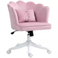 HOMCOM Velvet-Feel Petal Back Office Chair - Pink - 1