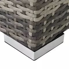 Outsunny Square PE Wicker Rattan Table with Glass Top - Dark Grey - 9