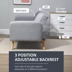 HOMCOM Three-Seater Sofa Bed, with Split Back - Light Grey - 5