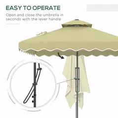 Outsunny 2.5m Square Double Top Garden Parasol Cantilever Umbrella with Ruffles, Beige - 4