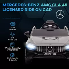 AIYAPLAY Mercedes-Benz AMG CLA 45 Licensed 12V Kids Electric Car Ride on Car w/ Remote, Suspension Lights Music Horn - Black - 4