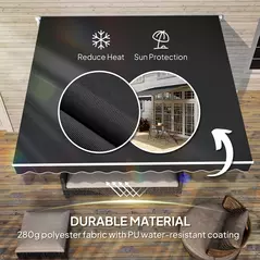 Outsunny 3 x 2.5m Garden Patio Manual Awning, Retractable Canopy Sun Shade Shelter with Fittings and Crank Handle, Black - 4