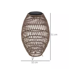 Outsunny Rattan Solar Lamp, Garden Solar Lantern with Auto On/Off Light, IP44 Waterproof, Decorative Outdoor Rattan Lamp for Porch, Pathway, Dark Brown - 3