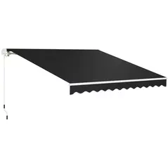 Outsunny 3 x 2.5m Garden Patio Manual Awning, Retractable Canopy Sun Shade Shelter with Fittings and Crank Handle, Black - 1