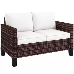 Outsunny Two-Seater Rattan Outdoor Sofa - Brown - 1